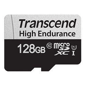 TRANSCEND 350V 128GB HIGH ENDURANCE MICRO SD UHS-I U1 CLASS10 - READ 100 MB/S - WRITE 45MB/S - WITH SD ADPTOR