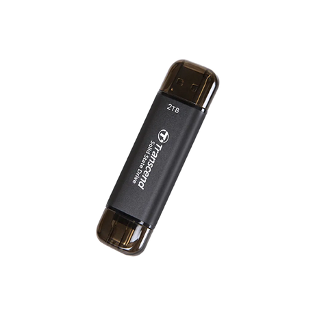 Transcend 2TB USB with Type-C and Type-A Portable SSD Black