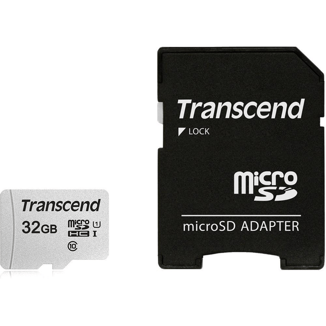 TRANSCEND 300S 32GB MICRO SD UHS-1 U1 CLASS10 - READ 95MB/S - WRITE 45MB/S WITH ADAPTOR -TLC