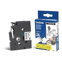 Brother 9mm Black on White Laminated tape