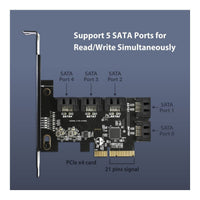 Vantec 5-Port SATA 6Gbps PCIe x4 Internal Expansion Card Plug and Play Windows Linux - Image 2