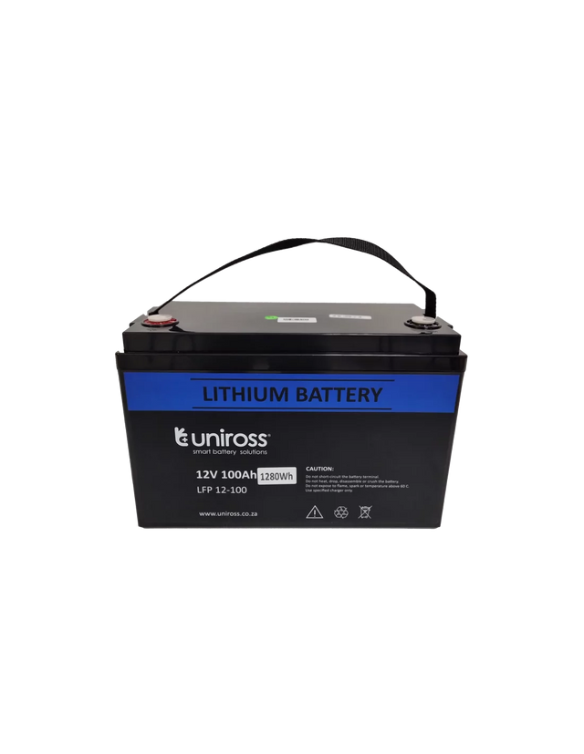 Uniross 12.8V 100Ah (1.28kWh) LiFEPO4 Battery | UR-BAT-LiFePO4-12-100