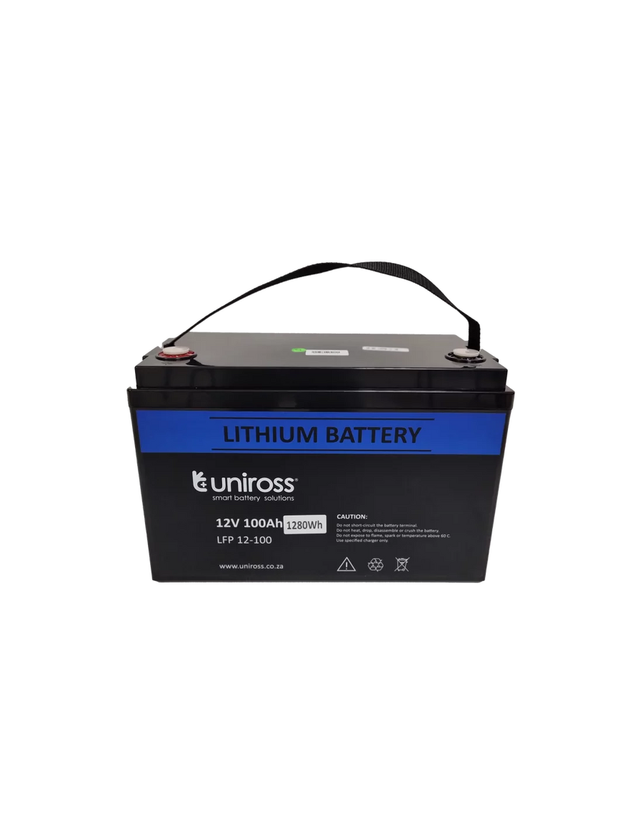 Uniross 12.8V 100Ah (1.28kWh) LiFEPO4 Battery | UR-BAT-LiFePO4-12-100