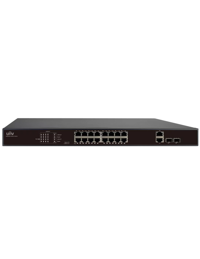 UNV - 16 Port PoE Switch, supports EXTEND Mode up to 250M