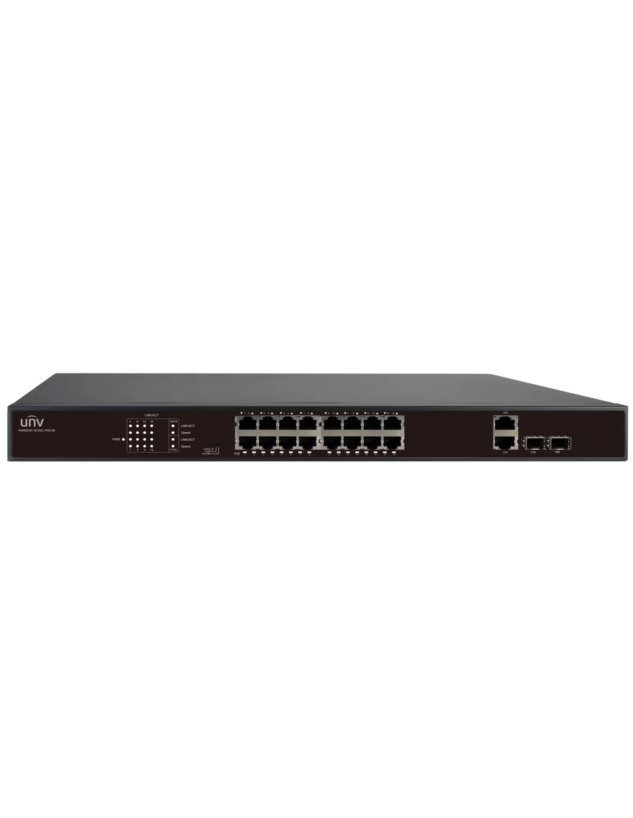 UNV - 16 Port PoE Switch, supports EXTEND Mode up to 250M
