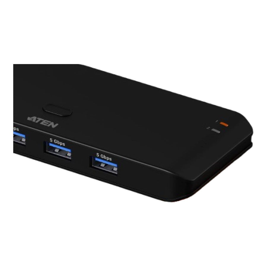 Aten US5324 2x4 USB 3.2 Gen 1 Sharing Switch USB-A and USB-C Host 2 Computers Share 4 Peripherals 5Gbps
