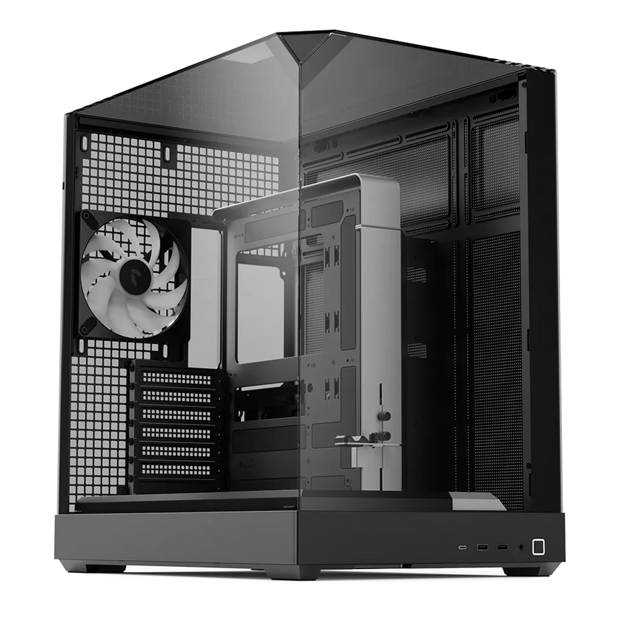 Aerocool APNX V2 Vision E-ATX Mid Tower PC Case Black 3 Tempered Glass Panels 4 ARGB Fans 360mm Radiator