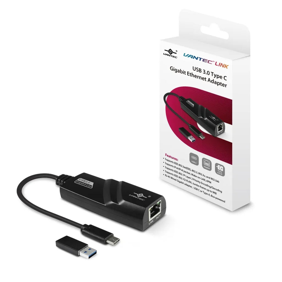 Vantec USB-C to Gigabit RJ-45 Ethernet Adapter
