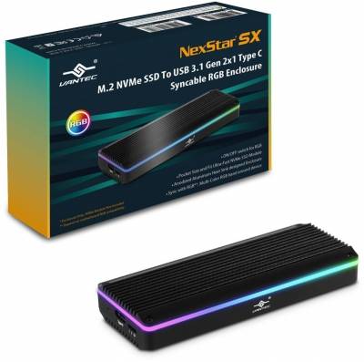 Vantec NST-211C3-RGB M.2 SSD USB-C 3.2 Gen 2 Enclosure with RGB (Black)
