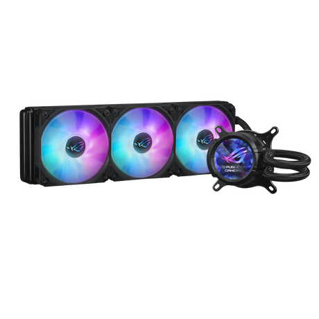 ASUS Cooler Water block:72x72x63mm. Block Material:Copper. Radiator:394x121x27 mm. Intel:LGA1700