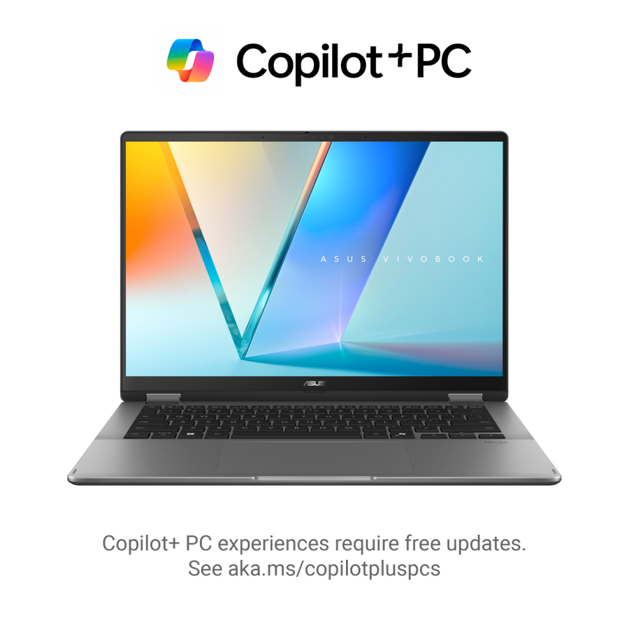 ASUS VIVOBOOK S14 FLIP|TP3407SA-OU716512G1X|14'' OLED WUXGA|GRAY|300NITS|TCH|ULTRA 7 256V|16GB DDR5 OB|512GB SSD|STYLUS|WIN11P