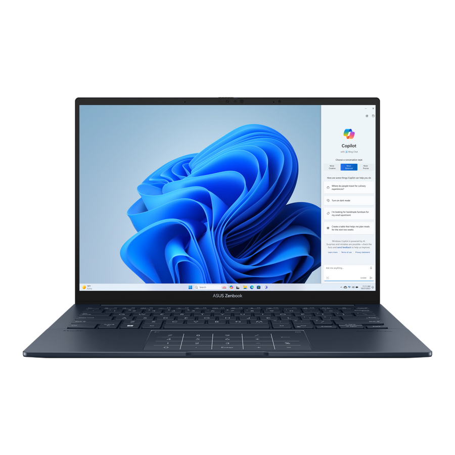 ASUS ZENBOOK 14|UX3405CA-OU93210BL1X|14'' 3K OLED|TCH|500NITS|BLUE|Ultra 9-285H|LPDDR5X 32GB OB|1TB PCIE SSD|SLEEVE|WIN11 PRO